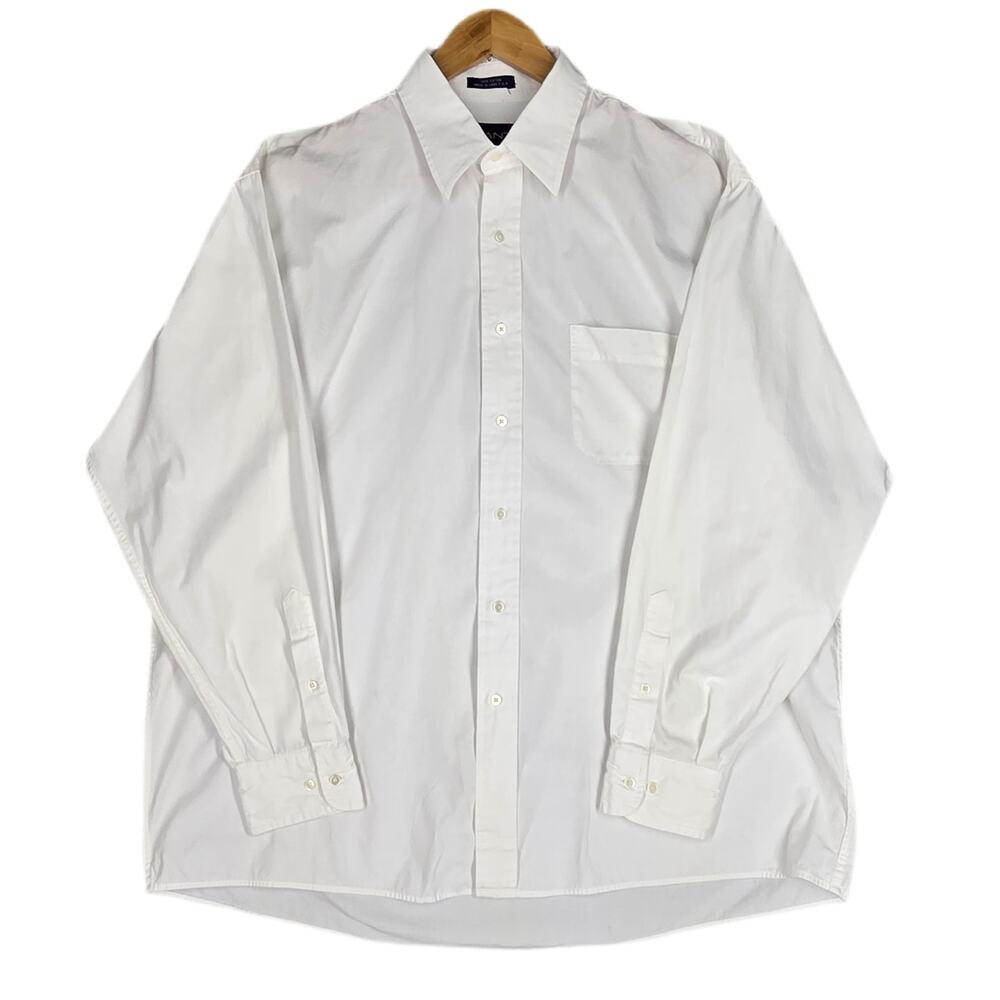 GANT MEN’S DRESS LONG-SLEEVE DRESS SHIRT– CHEST POCKET – WHITE – SIZE 17 (34–35)
